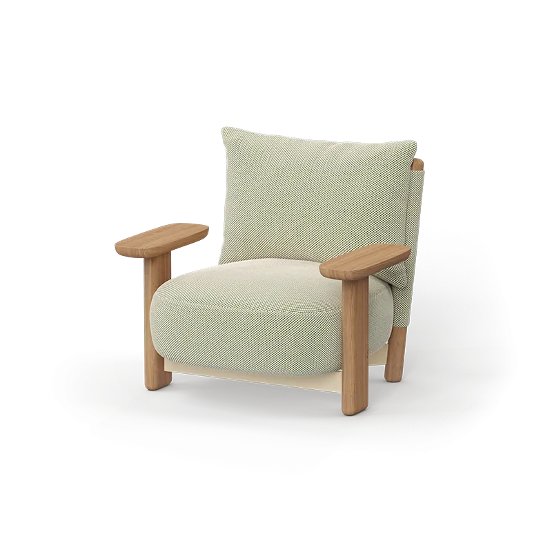Fauteuil extérieur en bois et tissu personnalisable Vondom MILOS Lounge par Jean Marie Massaud