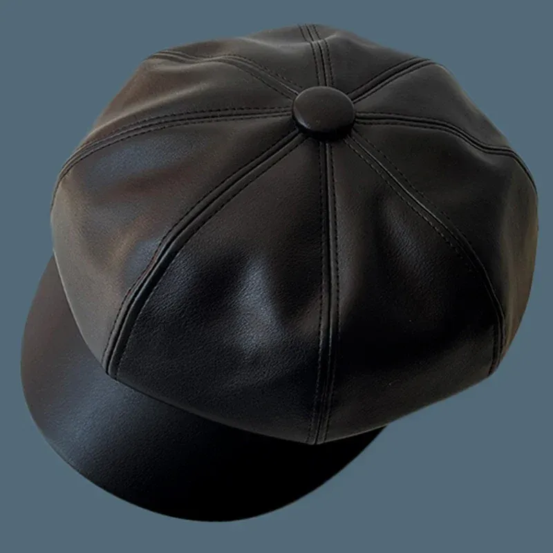 Béret Casquette Gavroche Femme CUIR – Image 3