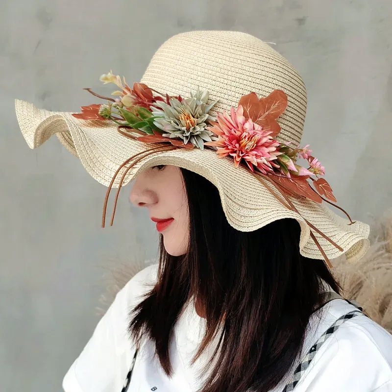 Chapeau de Paille Femme à Fleur Large Bord - Wavym – Image 7