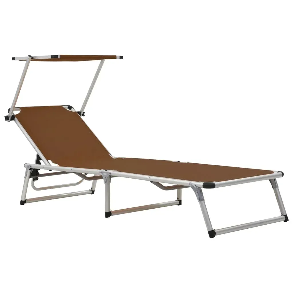 Chaise longue de plage pliante avec pare-soleil