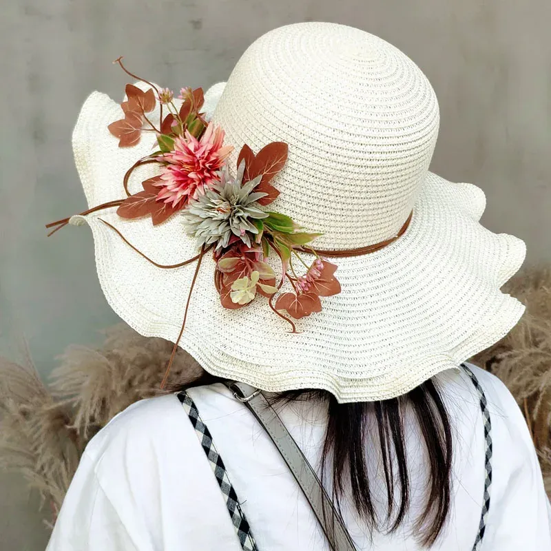 Chapeau de Paille Femme à Fleur Large Bord - Wavym – Image 6