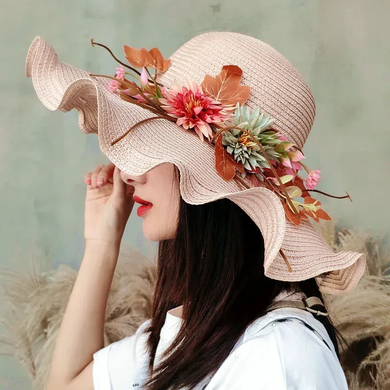 Chapeau de Paille Femme à Fleur Large Bord - Wavym – Image 2