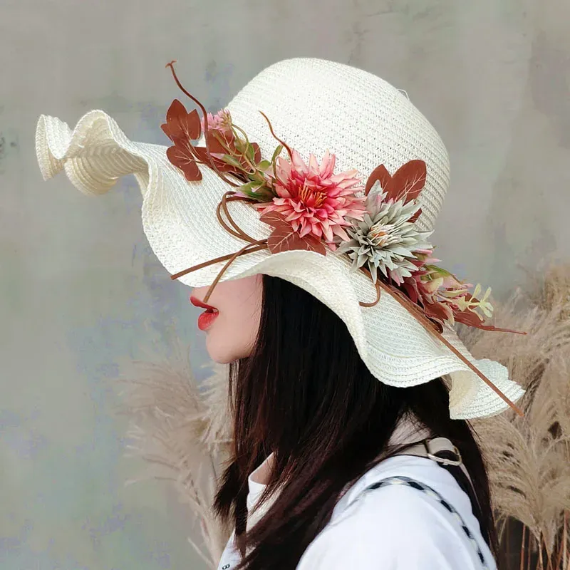 Chapeau de Paille Femme à Fleur Large Bord - Wavym – Image 5