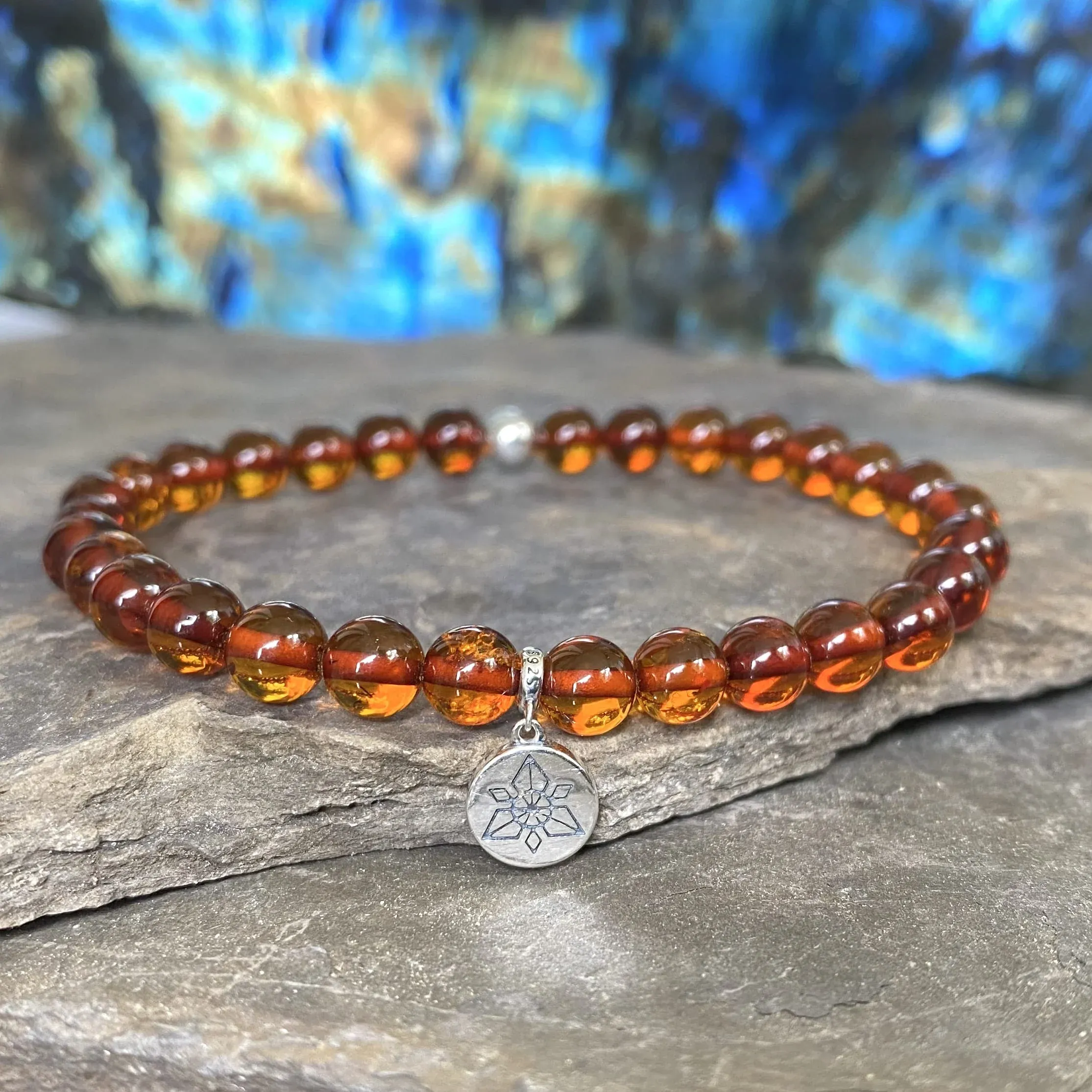 Bracelet « Énergie » Ambre Miel - 6 mm