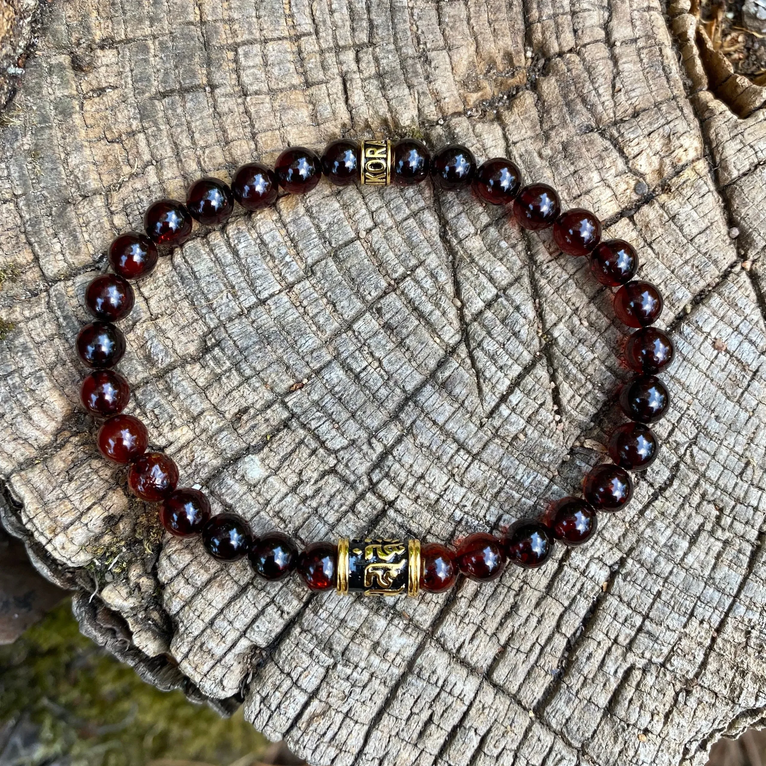 Bracelet LUXE Bouddhiste « Optimisme » Ambre Cerise - 6 mm – Image 2