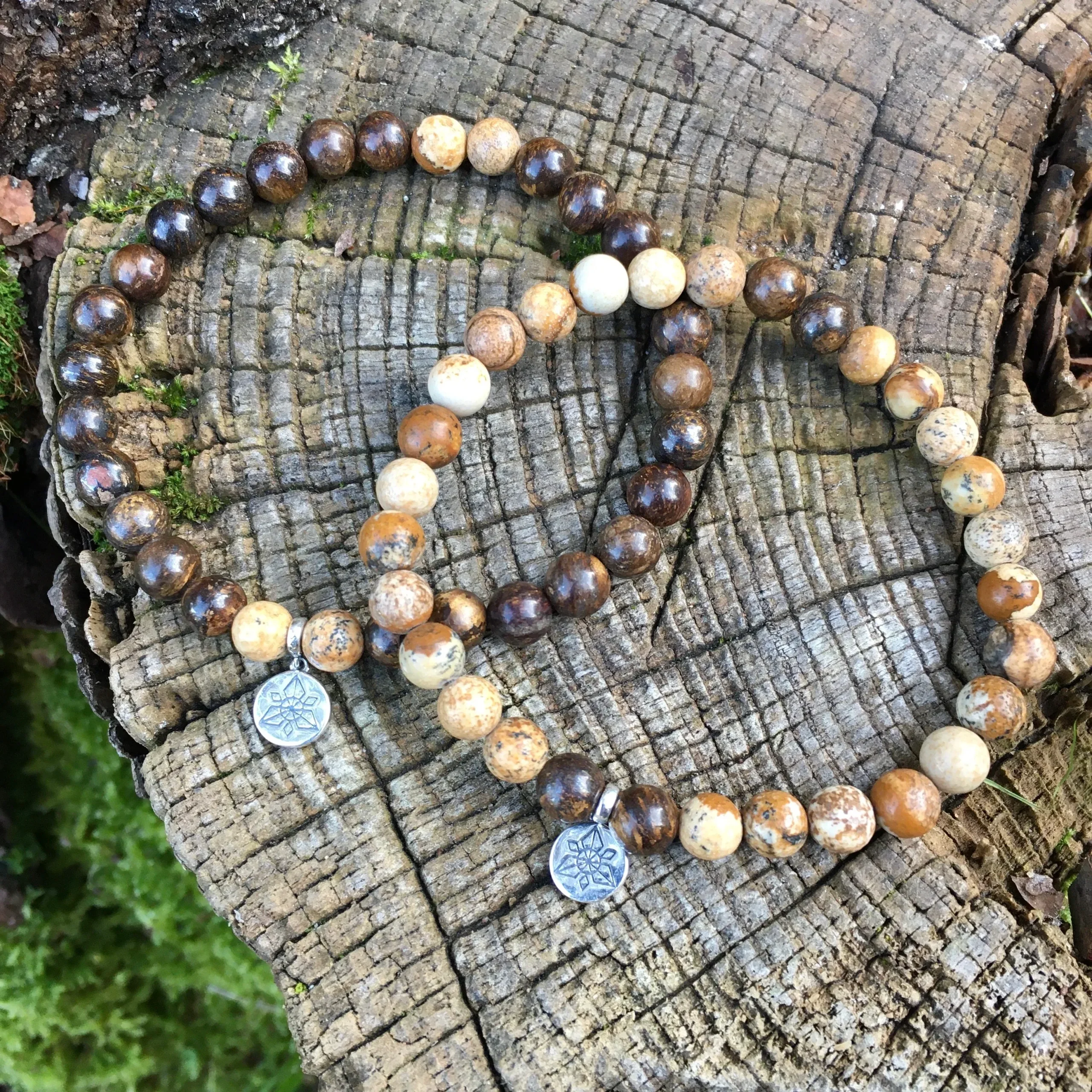 Bracelet Double « Ancrage » Bronzite et Jaspe Paysage - 6mm – Image 3