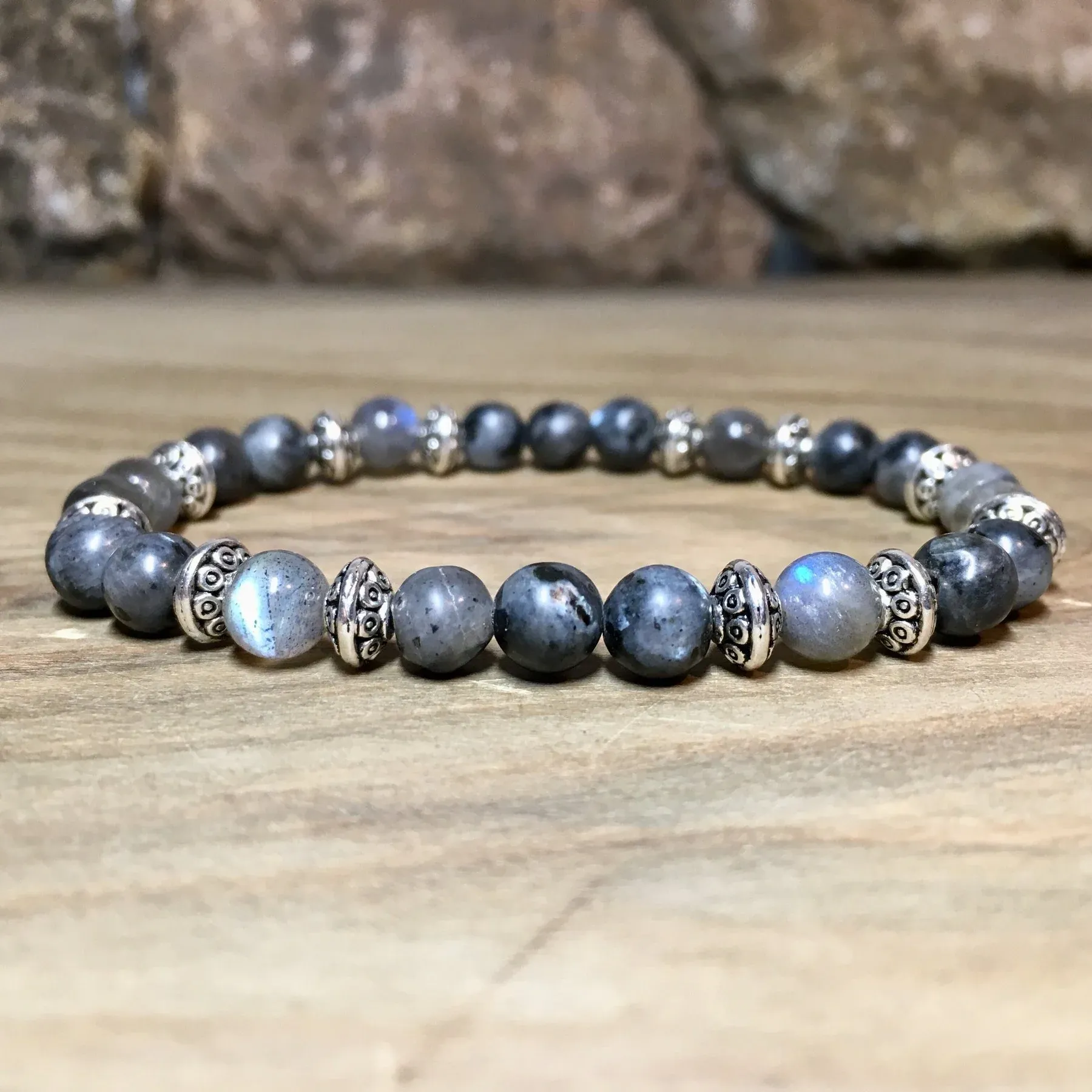 Bracelet « Protection » Larvikite et Labradorite - 6 mm