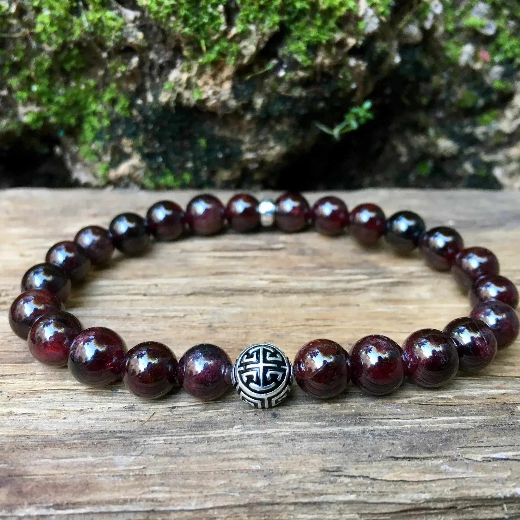 Bracelet « Confiance » Grenat - Argent 925 - 8 mm