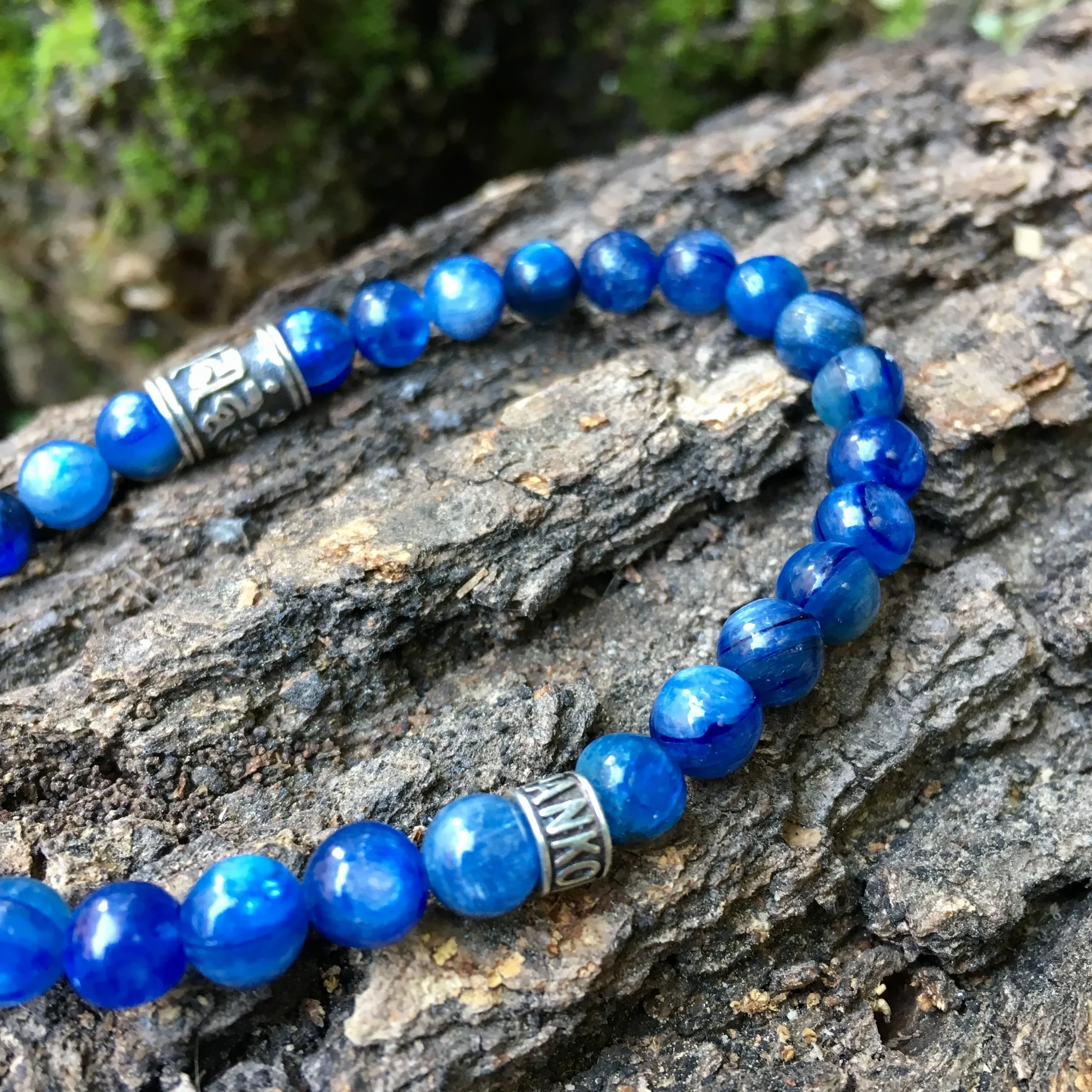 Bracelet Luxe Bouddhiste « Positivité » Cyanite - Argent 925 - 6 mm – Image 2