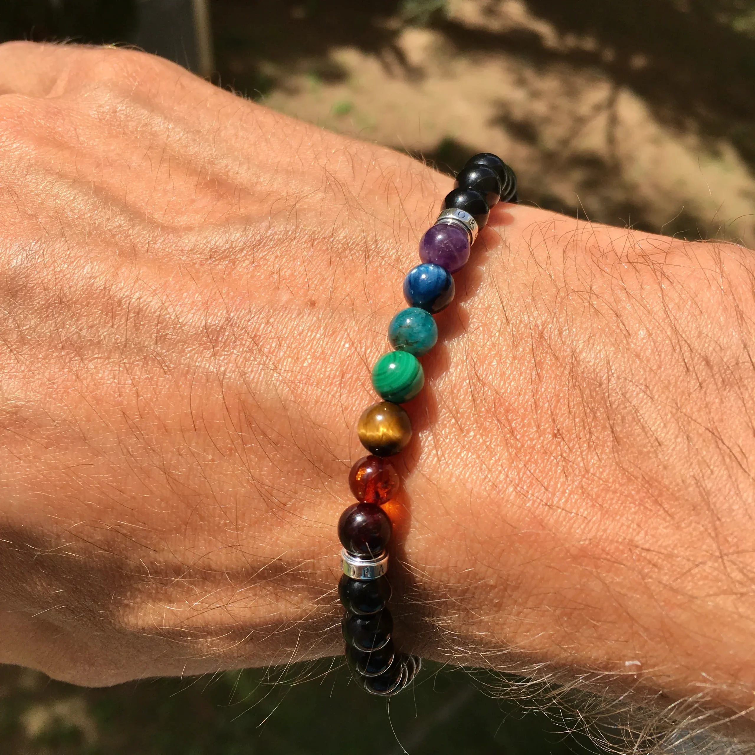 Bracelet 7 chakras « Protection » Tourmaline noire - Argent 925 - 6 mm – Image 3