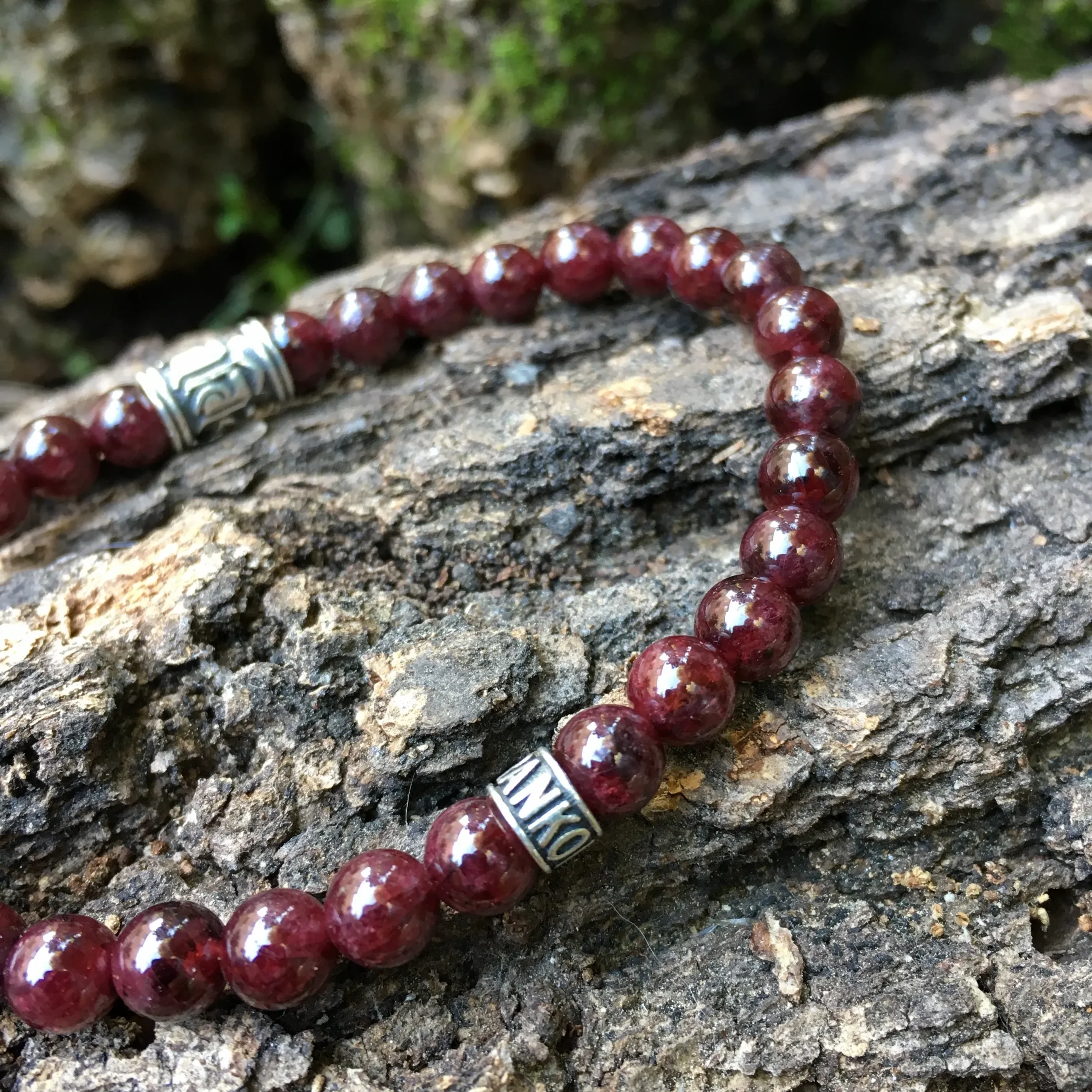 Bracelet Bouddhiste « Confiance » Grenat - Argent 925 - 6 mm – Image 3